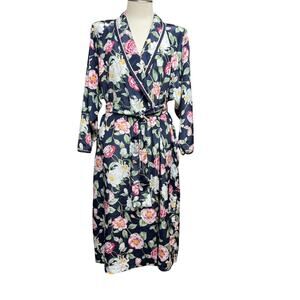 Vintage Miss Dior Blue Floral Robe Dressing Gown Large